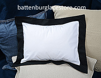 Baby pillow sham. White with Black color border. 12"x16"pillow